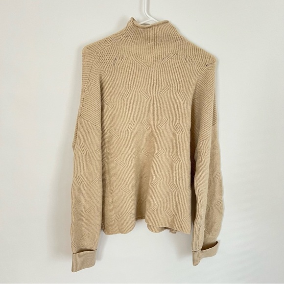 Mock Turtleneck Taupe Sizes S,M & L Chic Extra Long Sleeve - Picture 10 of 14